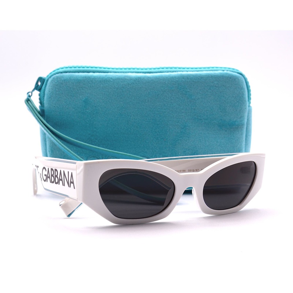 DOLCE&GABBANA DG6186 WHITE DARK GREY LENS AUTHENTIC SUNGLASSES